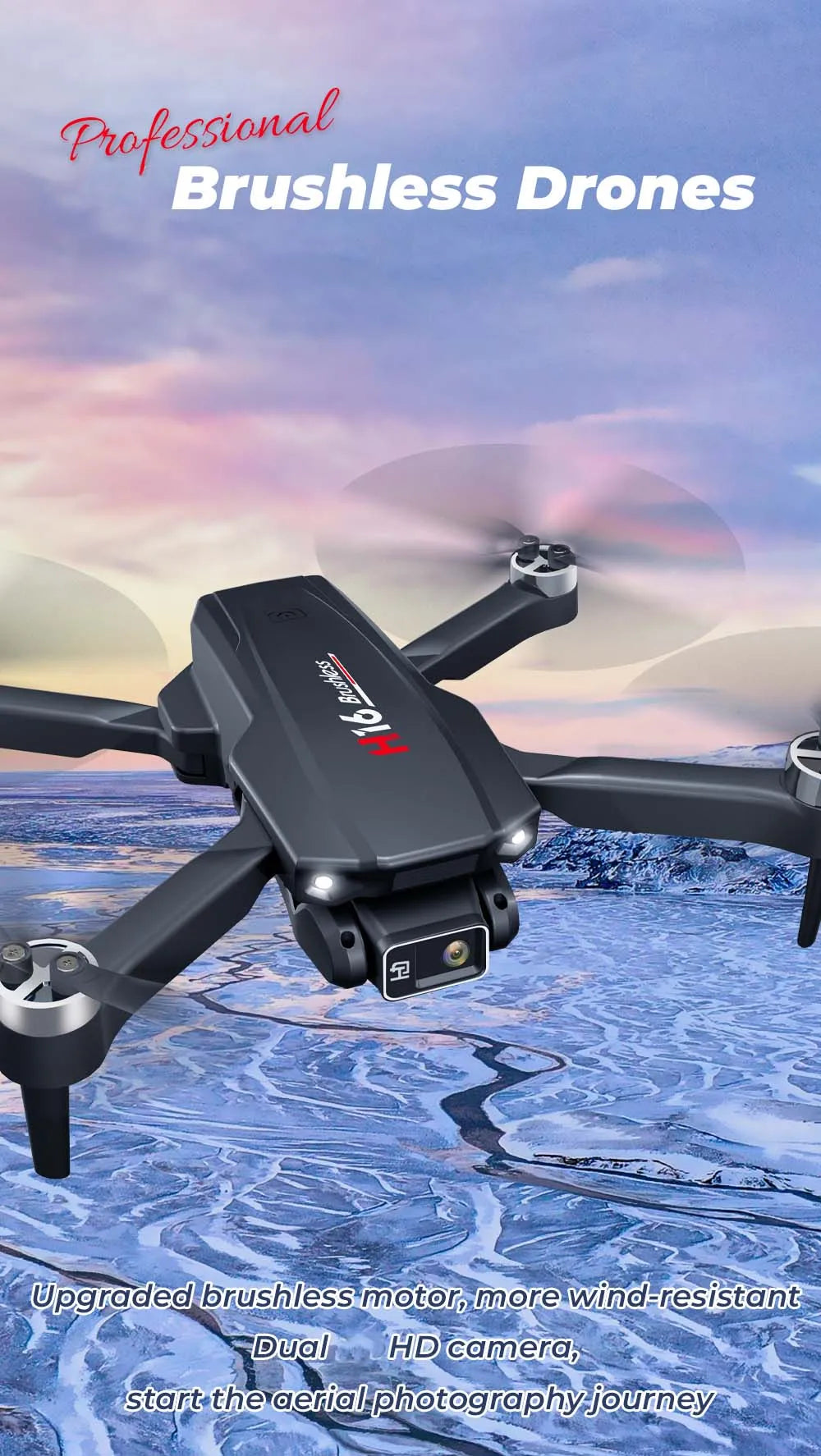 H16 GPS Professional Drone: Brushless Motors & Laser Obstacle Avoidance for RC Enthusiasts