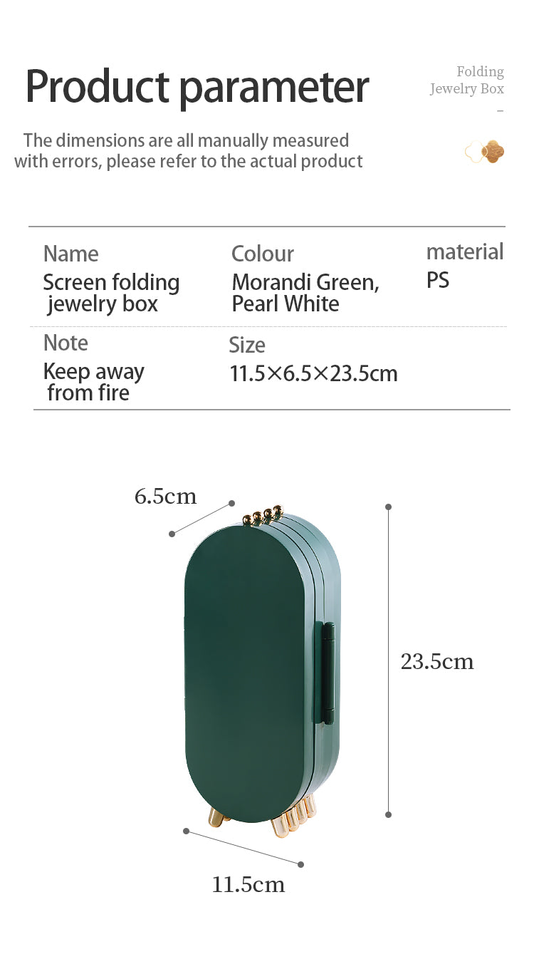 Foldable Jewelry Storage Box -High Capacity Luxury Retro Screen Jewelry Organizer Case