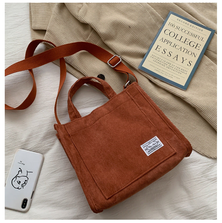 New Luxury Designer Corduroy Ladies Handbag -Nice and Cute Look , Solid Color, Buckle Messenger Bag