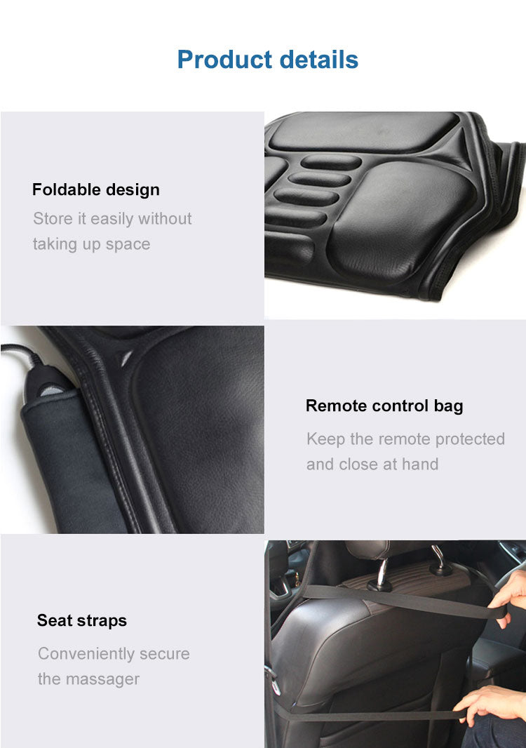Pain Relief Electric Back Massage Chair Cushion Heating Vibrator for Car, Home, or Office