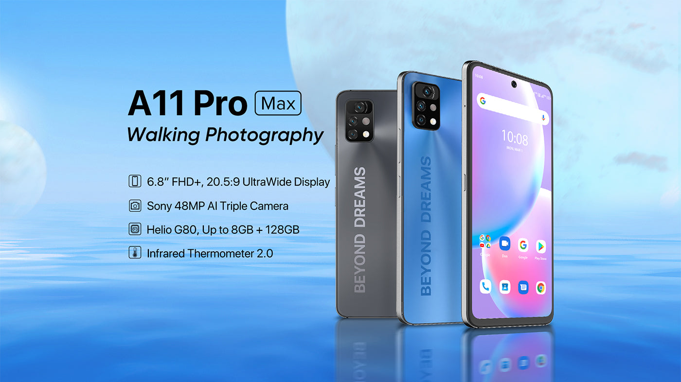 UMIDIGI A11 Pro Max Global Version Android 11 6.8" FHD+ Display Smartphone 128GB Helio G80 48MP Triple Camera