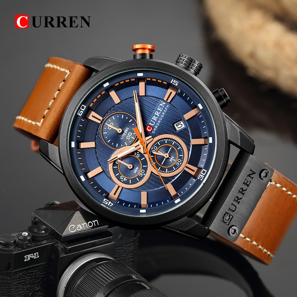 Top Brand CURREN Fashion Date Quartz Luxury Chronograph Sport Men Watches