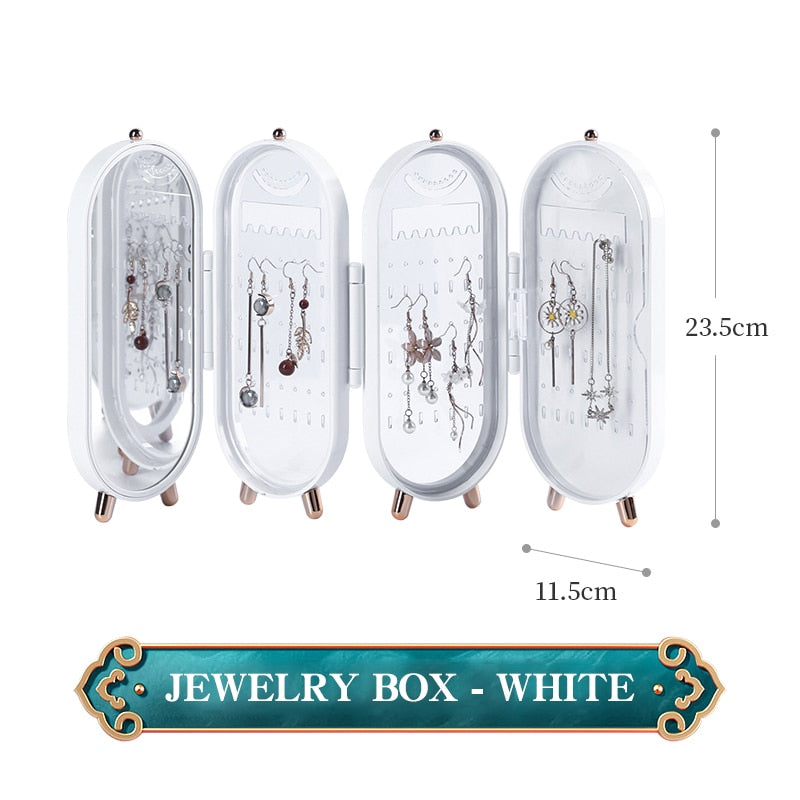 Foldable Jewelry Storage Box -High Capacity Luxury Retro Screen Jewelry Organizer Case