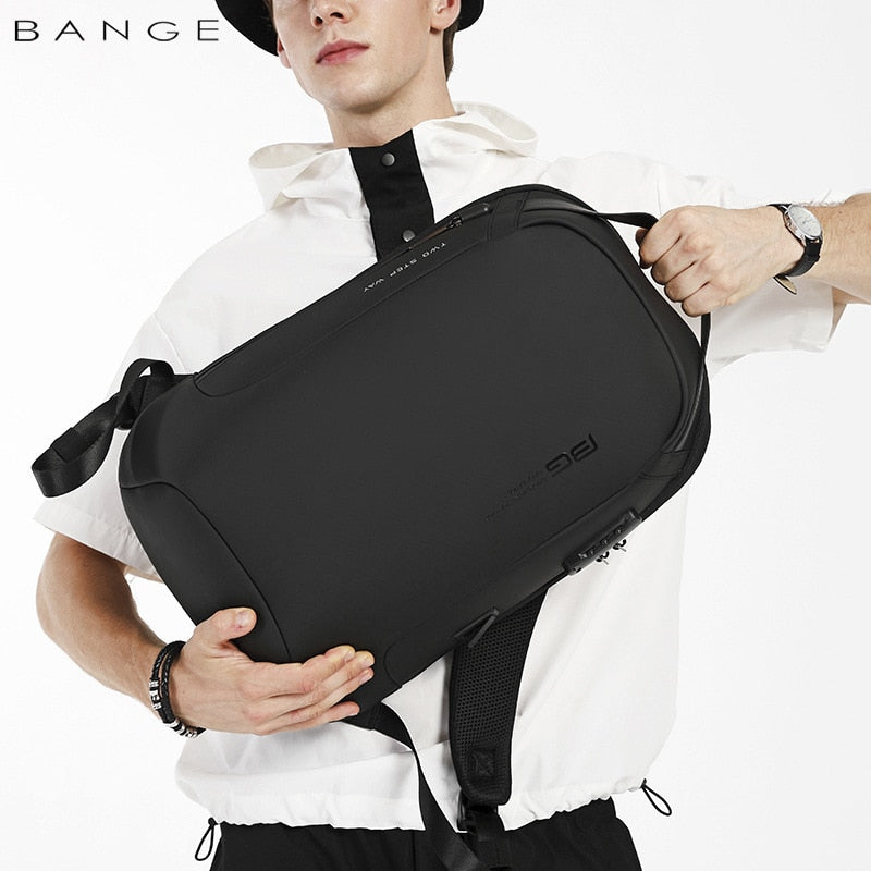 BANGE Men Fashion Waterproof Travel Backpack -Multifunction & Anti-thief Lock Feature