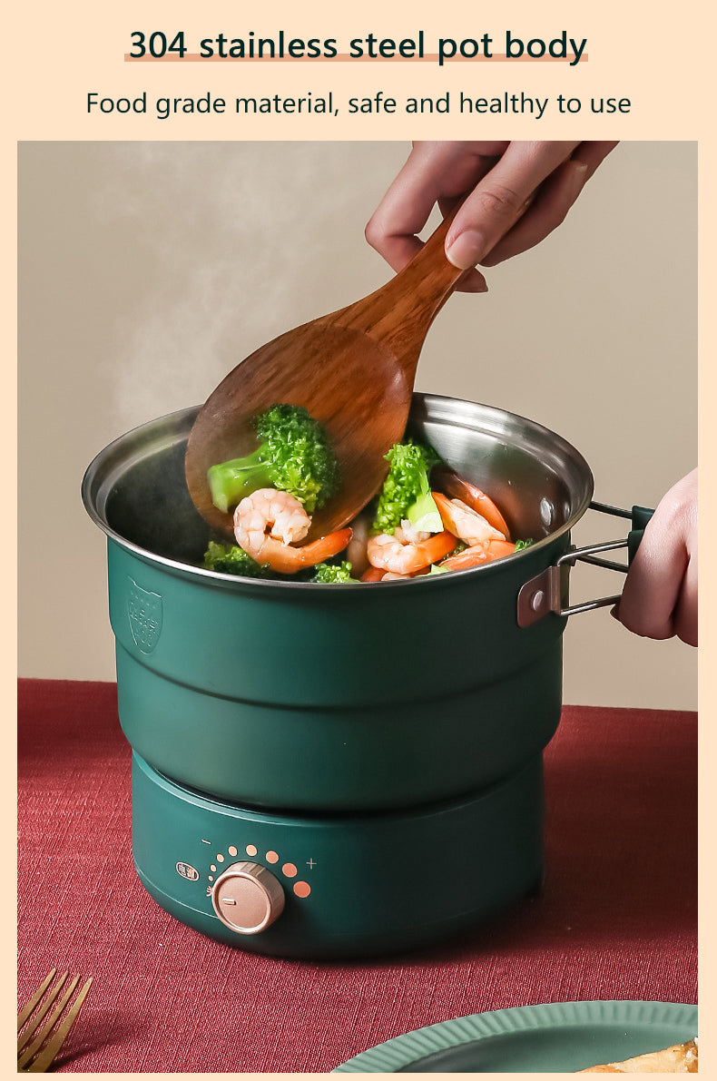 DMWD 110/220V Split Electric Cooking Pot Foldable Multicooker -Frying Pan, Food Steamer, Rice Cooker, or Soup Maker for Travel