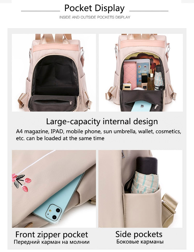 High Quality Women Fashion Anti-theft Waterproof Oxford Print Backpack