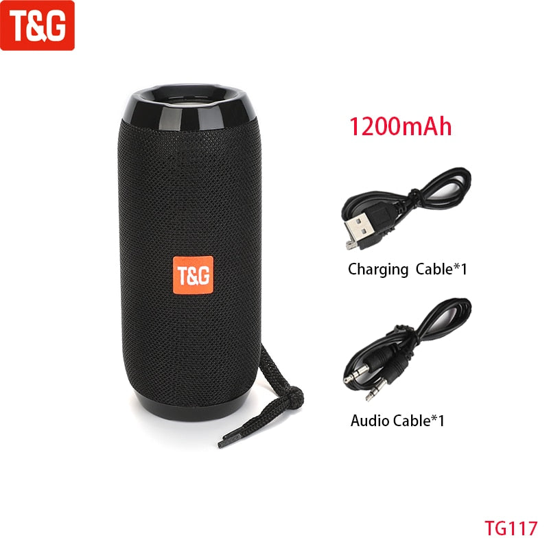T&G TG117 Portable Bluetooth Speaker -Wireless Bass Column, Waterproof Outdoor Music, TF Card Loudspeaker