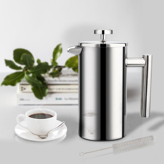 French Press Stainless Steel Espresso Coffee Maker -High Quality Double Wall Insulated Pot for Coffee or Tea Making