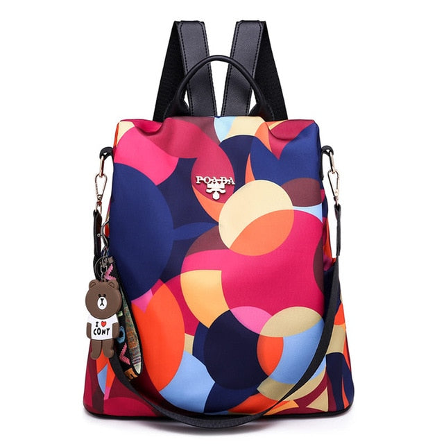 High Quality Women Fashion Anti-theft Waterproof Oxford Print Backpack