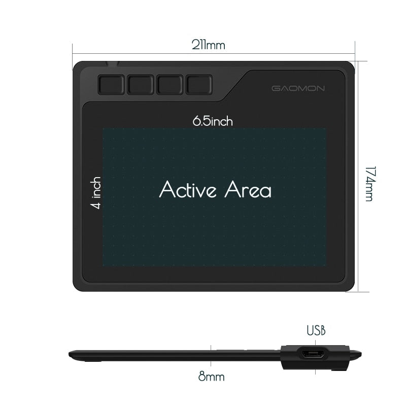 GAOMON S620 6.5 x 4" Digital Graphic Tablet for Drawing, Painting or Game OSU