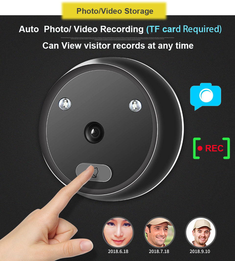 Topvico Video Peephole Doorbell Camera -Video-eye Auto Record Electronic Ring Night View Digital Door Viewer Entry Home Security