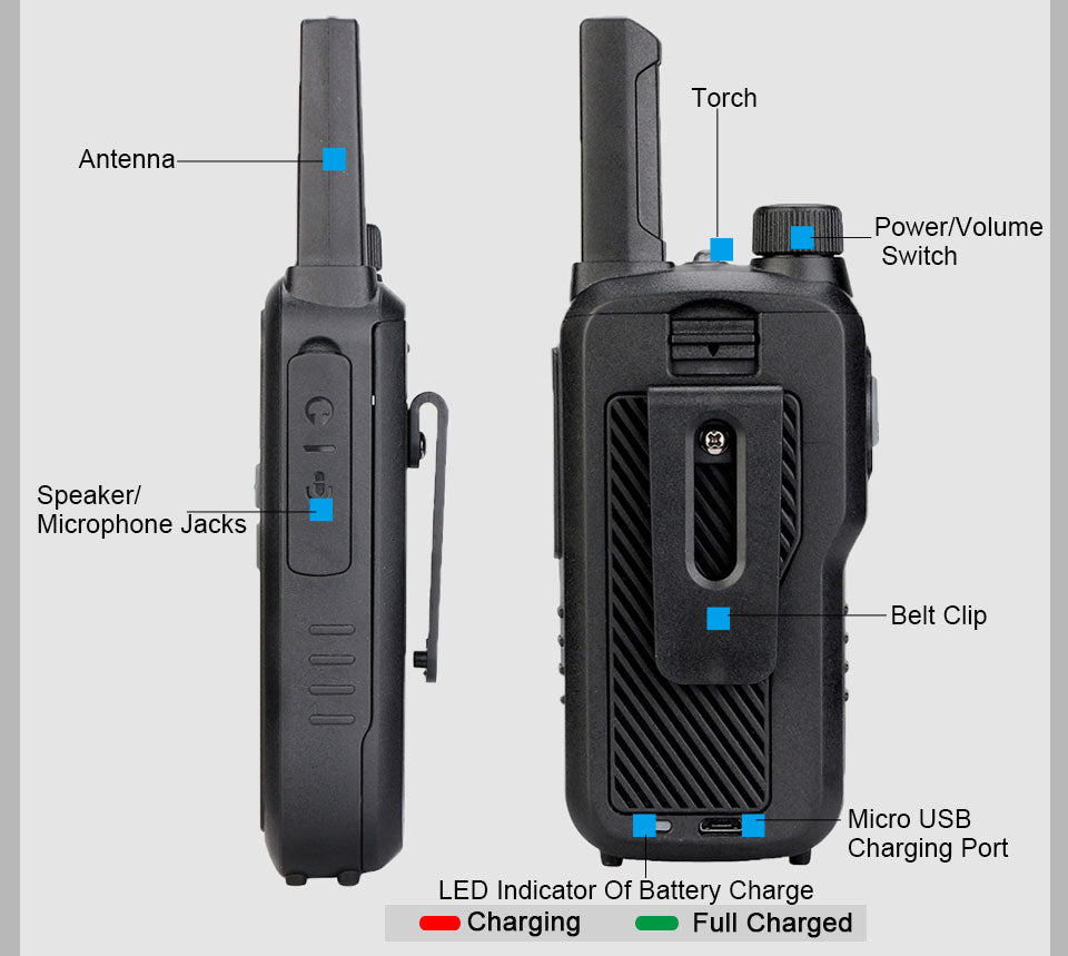 Retevis RB618 or RB18 Mini Rechargeable Walkie-Talkies PTT PMR446 Long Range Portable Two-way Radio For Hunting