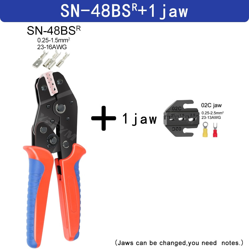 Crimping Pliers Set SN-48BS (=SN-48B+SN-28B) Jaw Kit for 2.8 4.8 6.3 VH3.96/Tube/Insulation Terminals Electrical Clamp Min Tools