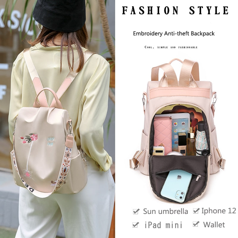 High Quality Women Fashion Anti-theft Waterproof Oxford Print Backpack