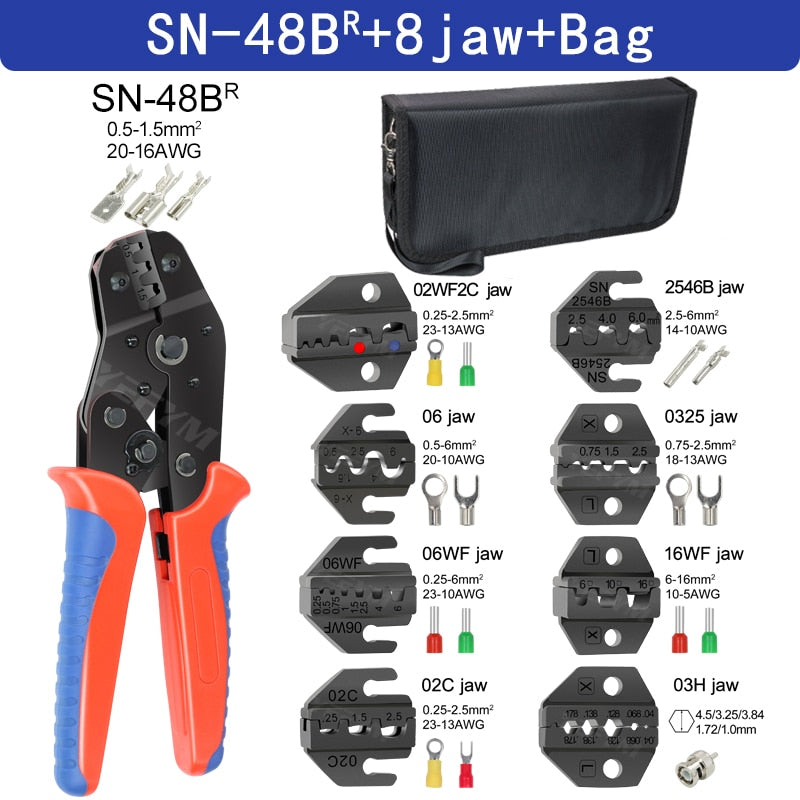 Crimping Pliers Set SN-48BS (=SN-48B+SN-28B) Jaw Kit for 2.8 4.8 6.3 VH3.96/Tube/Insulation Terminals Electrical Clamp Min Tools