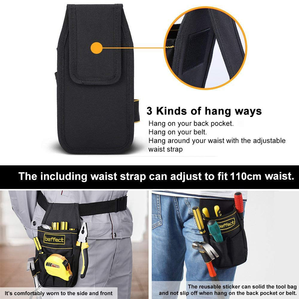 Baffect 600D Oxford Tool Belt Bag for Electrician Technician, Waist Pocket, Pouch Small Tool Bag &  Belt Screwdriver Holder