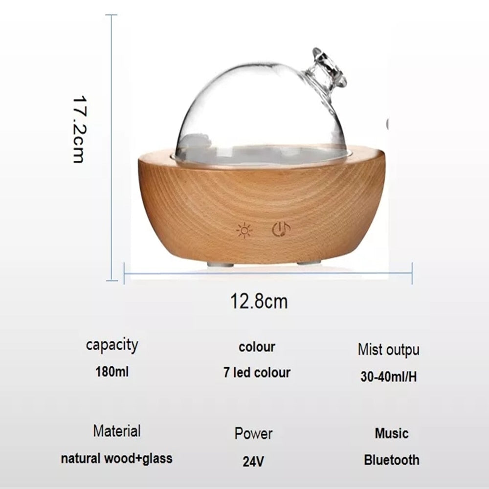 Large Capacity 150ML Bluetooth Wood Humidifier Diffuser Spray Aroma for Household