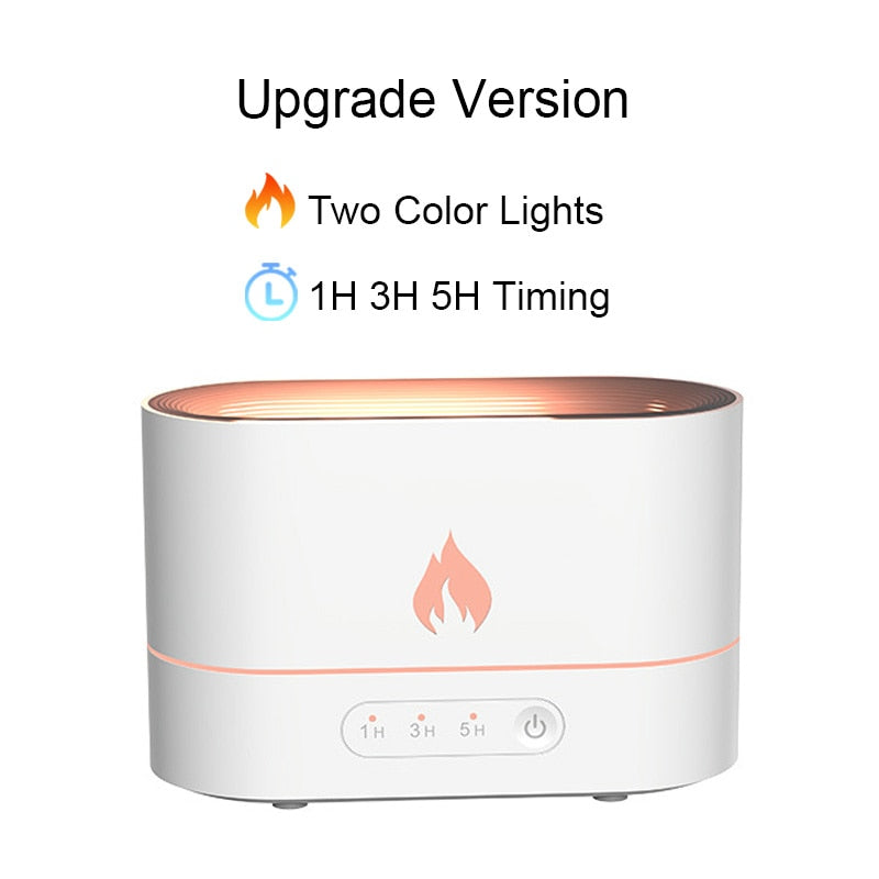 USB Simulation Flame Night Light with 180ML Water Tank Humidifier Suitable for Bedroom Living Room