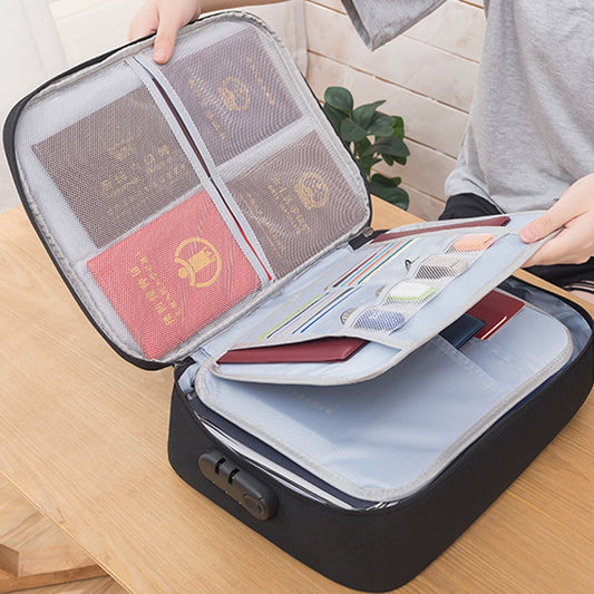 Large Capacity Multi-Layer Organizer Briefcase for Travel Passport Certificate or Document Tickets