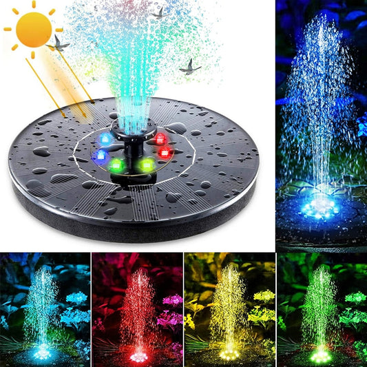 Mini Solar Powered Colorful Waterfall Fountain for Outdoor Pool, Pond, or Garden Decoration