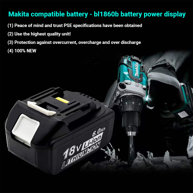 100% Makita Compatible 18V 6000mAh Battery with LED Li-ion Replacement for Makita LXT BL1860B BL1860 BL1850 BL 1830 Power Tools