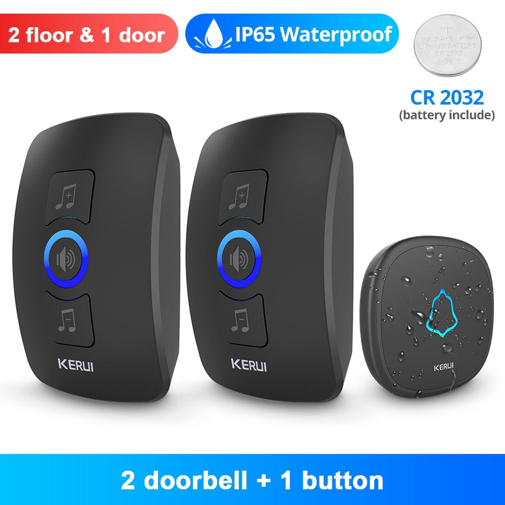 KERUI M525 Waterproof Outdoor Wireless Doorbell -Smart Home Door Bell Chime Kit LED Flash Security Alarm