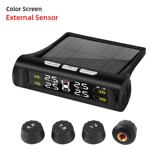 Smart Car TPMS Tire Pressure Monitoring System -Solar Power Digital LCD Display & Auto Security Alarm Systems