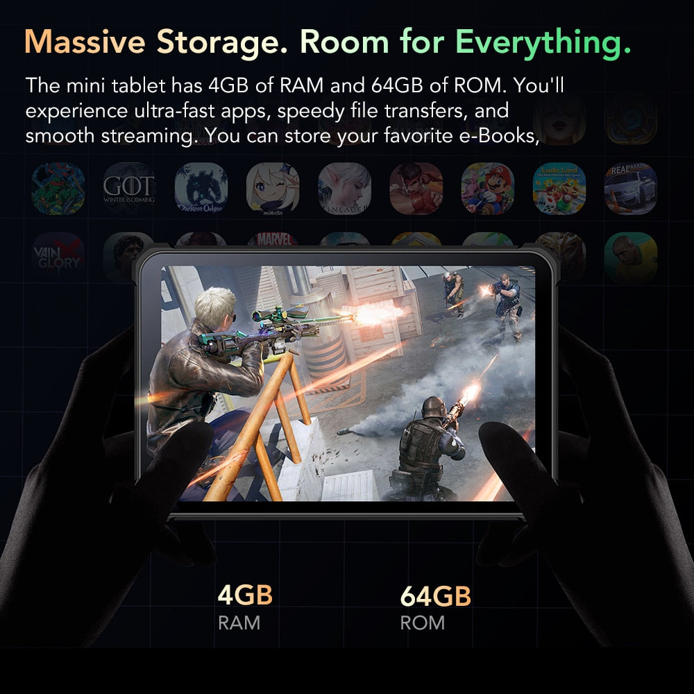 Discover the Mini Rugged Tablet 8 Inch HD+ 5150 mAh Android 12 with 16MP Camera