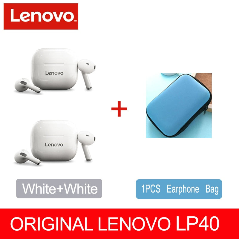 Original Lenovo LivePods LP40 TWS Wireless Earbuds -Bluetooth 5.0 Dual Stereo Noise Reduction, Bass Touch Control, Long Standby Power