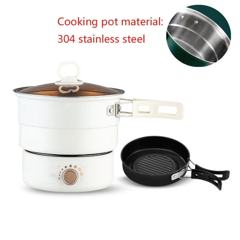 DMWD 110/220V Split Electric Cooking Pot Foldable Multicooker -Frying Pan, Food Steamer, Rice Cooker, or Soup Maker for Travel