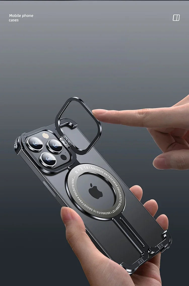 Luxury Aluminum Alloy Frameless Magesafe iPhone Case for iPhone 14 /15 Pro Max