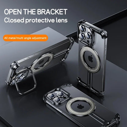 Luxury Aluminum Alloy Frameless Magesafe iPhone Case for iPhone 14 /15 Pro Max