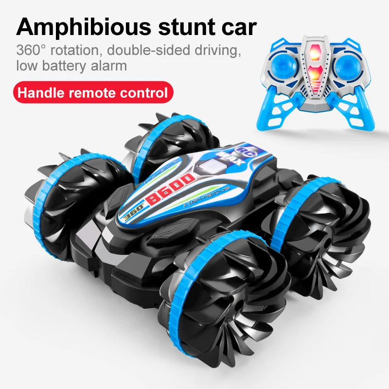 CV-B500 - Coche acrobático de control remoto anfibio de doble cara con giro y conducción a la deriva para niños 