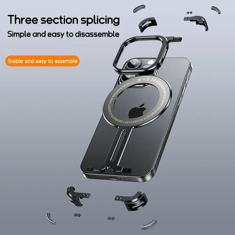 Luxury Aluminum Alloy Frameless Magesafe iPhone Case for iPhone 14 /15 Pro Max