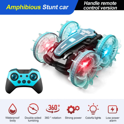 CV-B500 - Coche acrobático de control remoto anfibio de doble cara con giro y conducción a la deriva para niños 