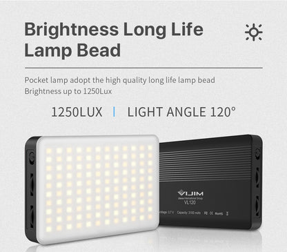 Lampe de studio à intensité variable VIJIM VL120 LED pour caméra vidéo 3200k-6500K 3100mAh 