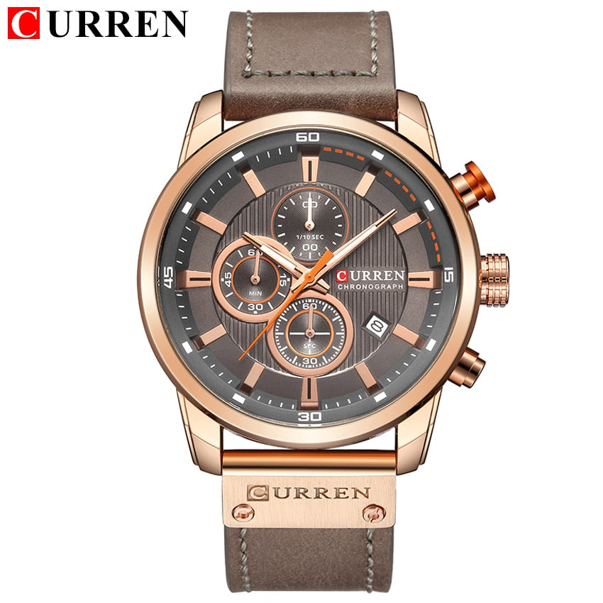 Relojes deportivos de lujo con cronógrafo de cuarzo y fecha de moda de la mejor marca CURREN para hombre 