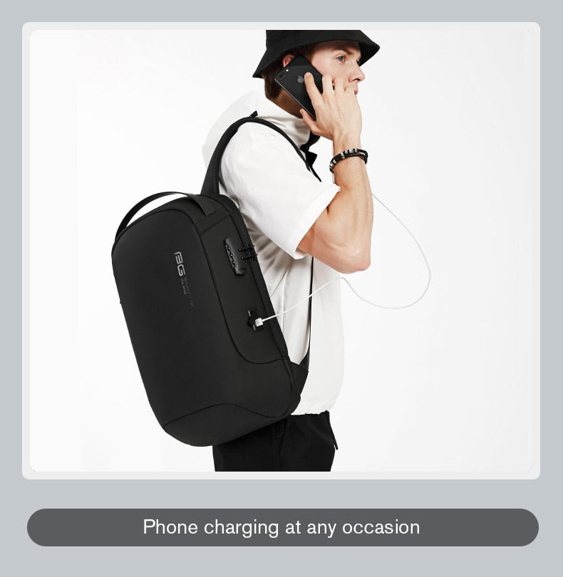 Mochila de viaje impermeable de moda para hombre BANGE: función de bloqueo multifunción y antirrobo 