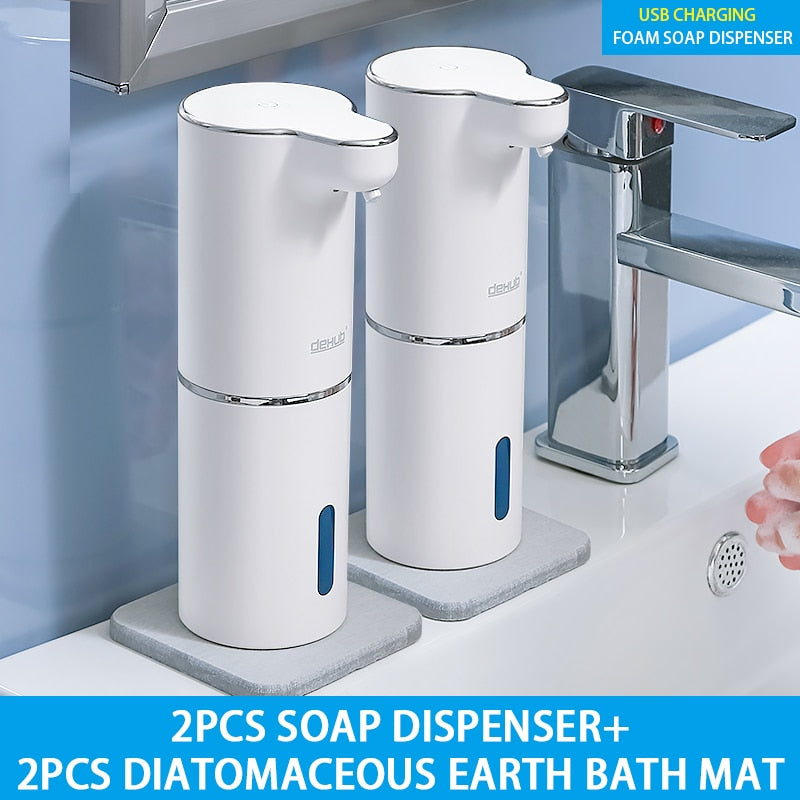 Efficient & Stylish: White Automatic Foam Soap Dispensers with USB Charging