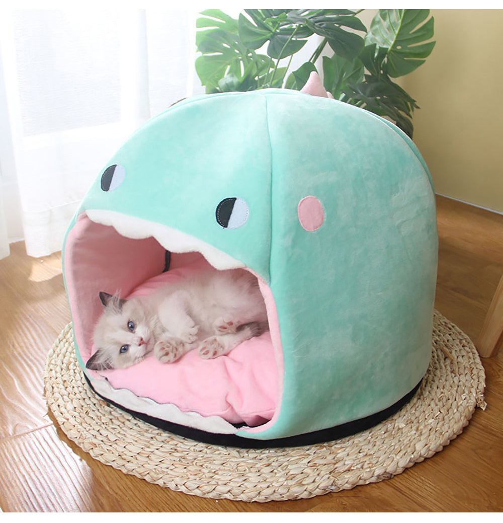 2022 New Shark Shape Design & Cellar Cat Tent House Comfy Bed for Kitten or Cats.