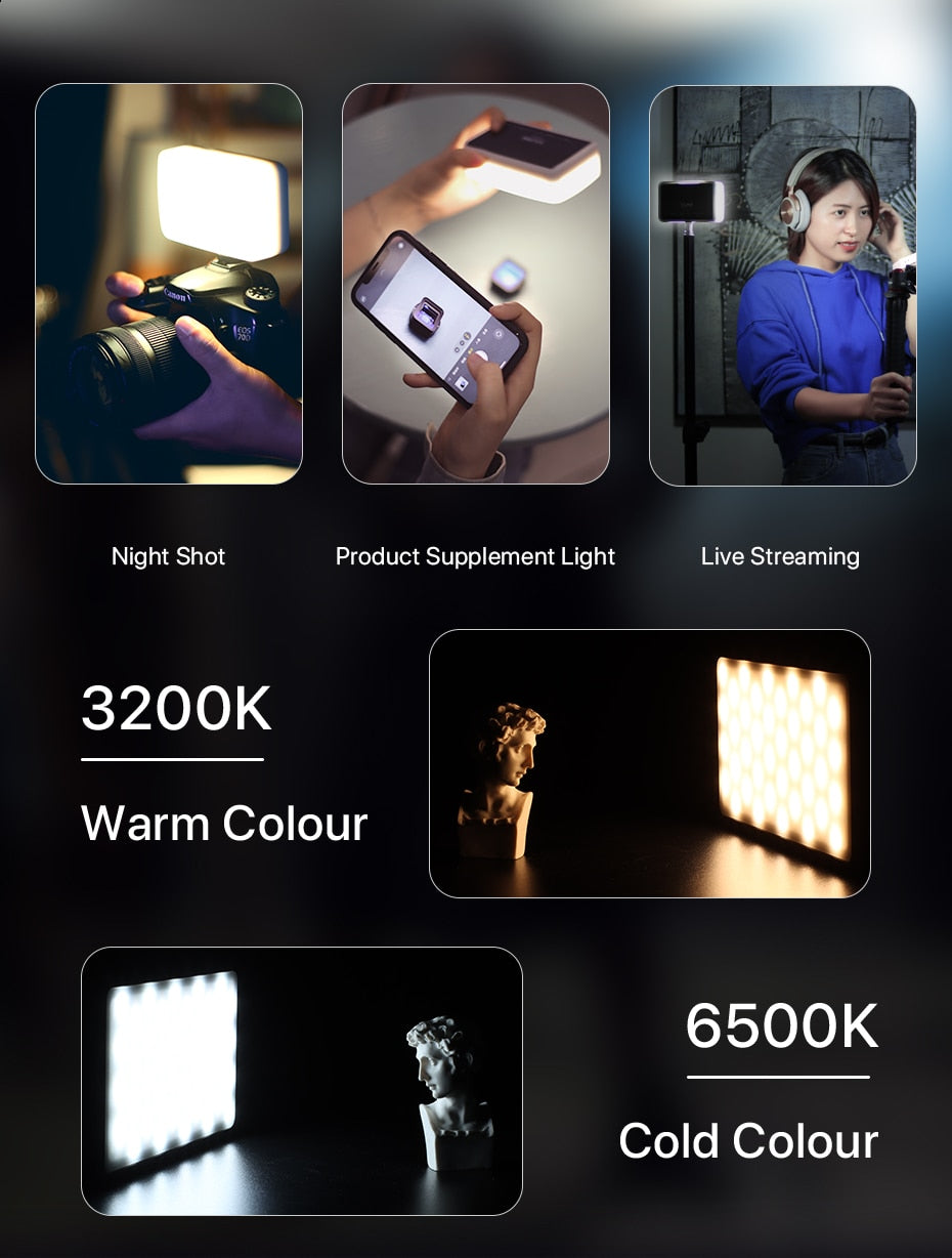 Lampe de studio à intensité variable VIJIM VL120 LED pour caméra vidéo 3200k-6500K 3100mAh 