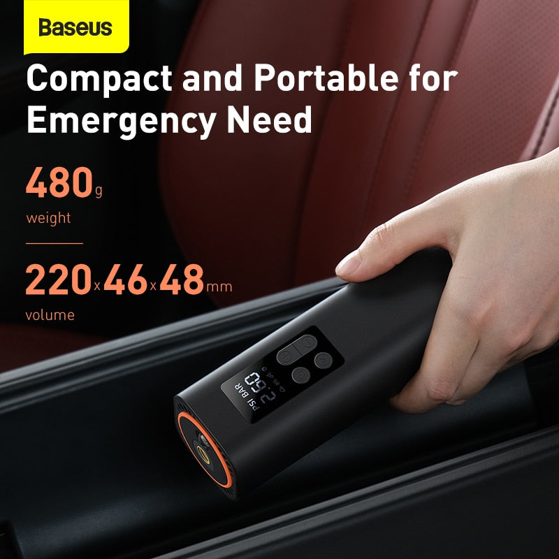 Baseus Mini Car Air Compressor 12V 150PSI Portable Car Tire Inflator Smart Digital Inflatable Pump For Car, Bicycle, or Boat
