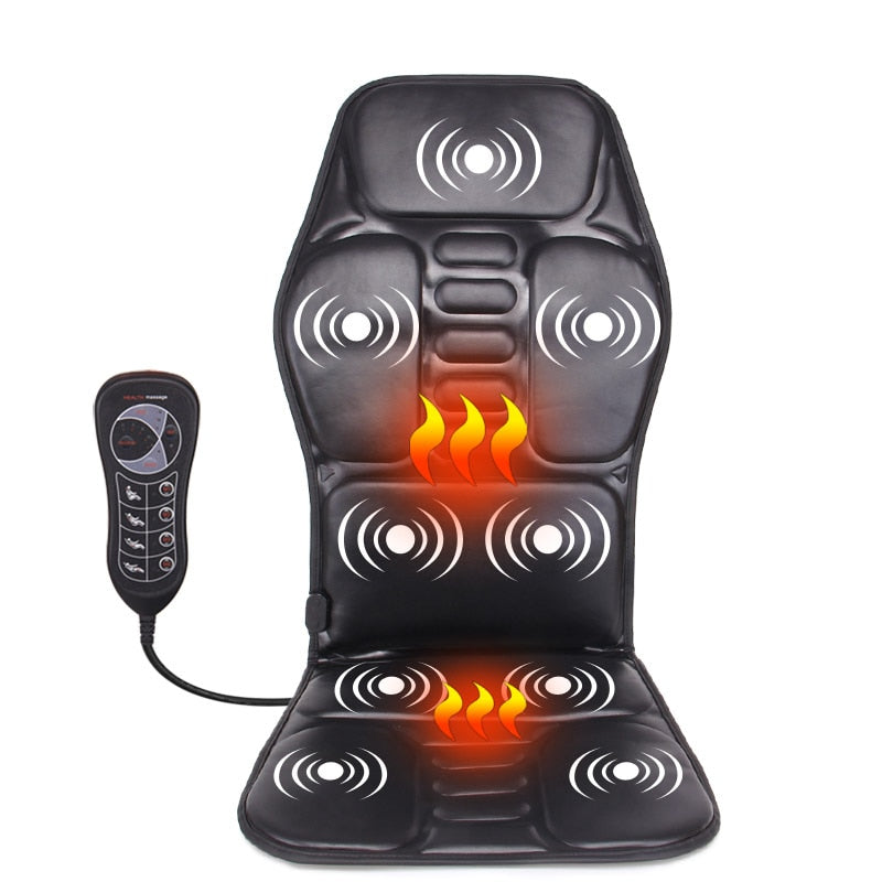 Pain Relief Electric Back Massage Chair Cushion Heating Vibrator for Car, Home, or Office