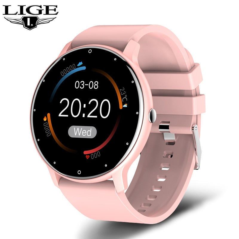 LIGE IP67 Waterproof Men Smart Watch -Full Touch Screen Sport Fitness Bluetooth for iOS or Android