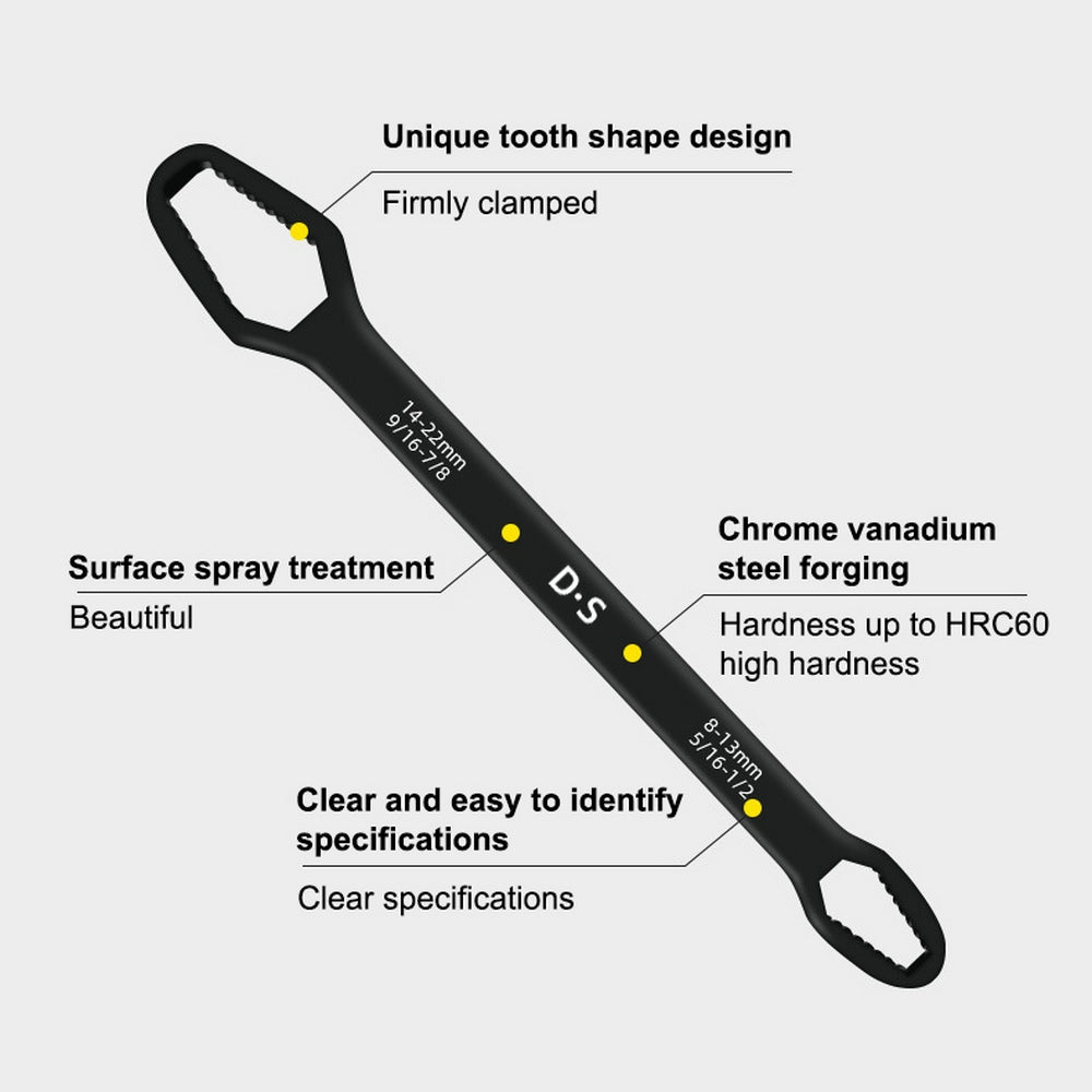 Universal Torx Wrench -Adjustable Glasses 8-22mm Ratchet Wrench Spanner for Bicycle or Car Repairing