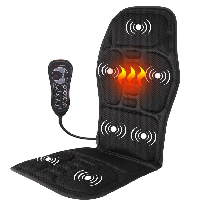 Pain Relief Electric Back Massage Chair Cushion Heating Vibrator for Car, Home, or Office