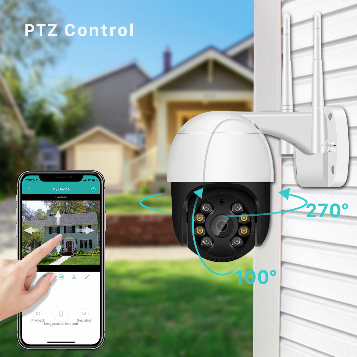 Outdoor 1080P PTZ WiFi IP Camera -4X Digital Zoom, AI Human Detect Wireless Camera, H.265 P2P Audio 2MP 3MP Security CCTV