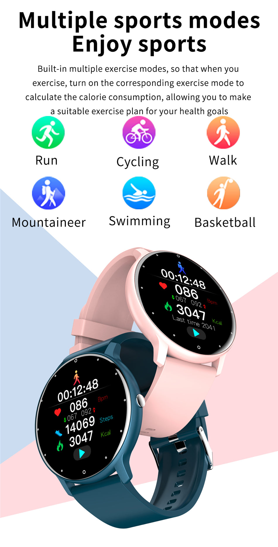 LIGE IP67 Waterproof Men Smart Watch -Full Touch Screen Sport Fitness Bluetooth for iOS or Android