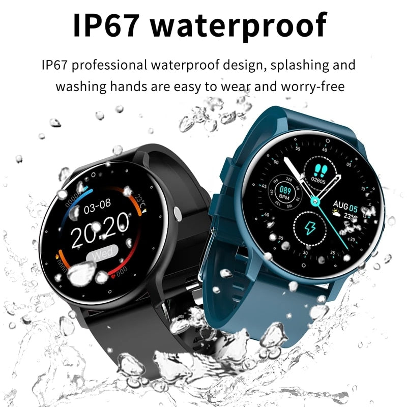 LIGE IP67 Waterproof Men Smart Watch -Full Touch Screen Sport Fitness Bluetooth for iOS or Android