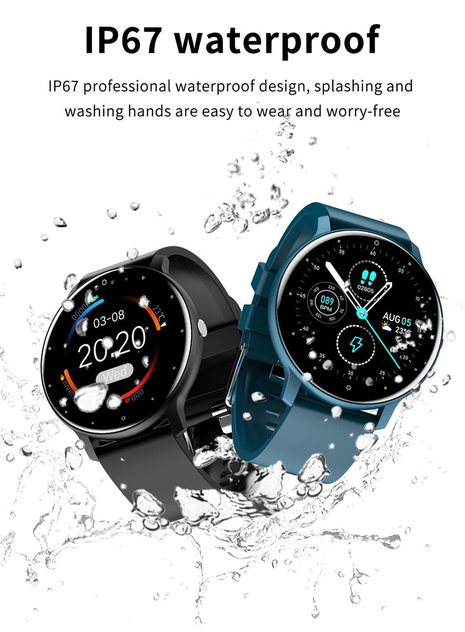 LIGE IP67 Waterproof Men Smart Watch -Full Touch Screen Sport Fitness Bluetooth for iOS or Android